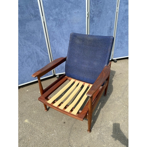 284 - Mid century Danish style recliner arm chair.