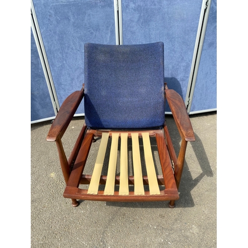 284 - Mid century Danish style recliner arm chair.