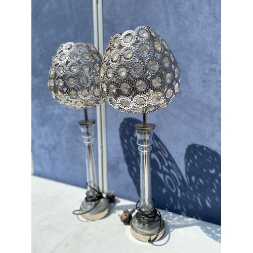 295 - A set of two Crystillic Metal globe shaped table lamps