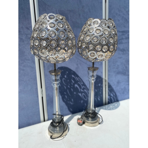 295 - A set of two Crystillic Metal globe shaped table lamps