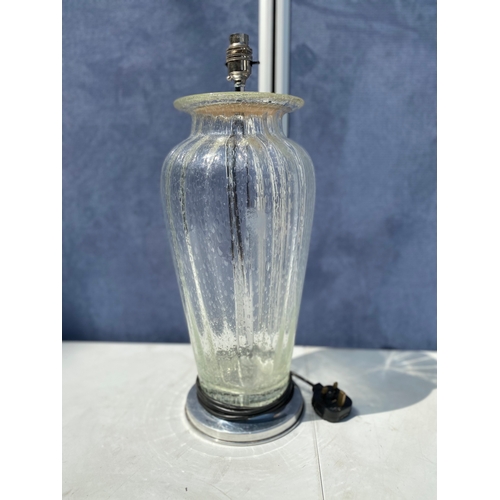 299 - Bubble Textured optical illusion clear Glass and chrome table lamp.