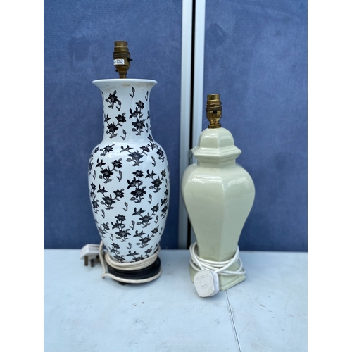 300 - Floral vase style and Ginger jar style ceramic table lamps