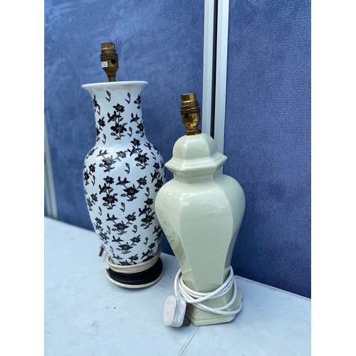 300 - Floral vase style and Ginger jar style ceramic table lamps