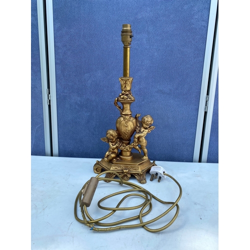 301 - Vintage A Santini cherub sculpture design table lamp.