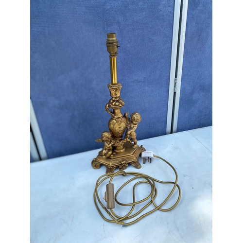 301 - Vintage A Santini cherub sculpture design table lamp.