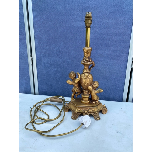 301 - Vintage A Santini cherub sculpture design table lamp.