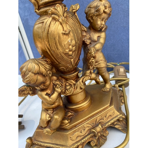 301 - Vintage A Santini cherub sculpture design table lamp.