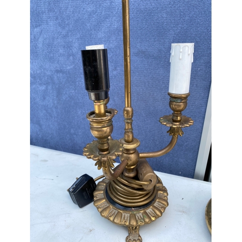 302 - Two miscellaneous brass table lamps.