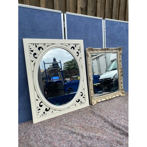 314 - Two white ornate/decorative style framed mirrors