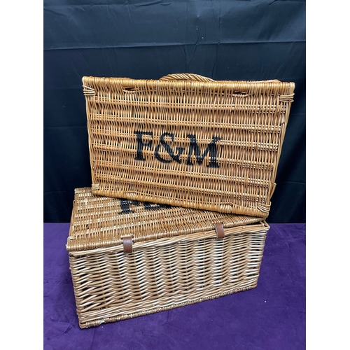 129 - Two Fortnum & Masons Whicker Baskets 51cm x 24cm x 34cm