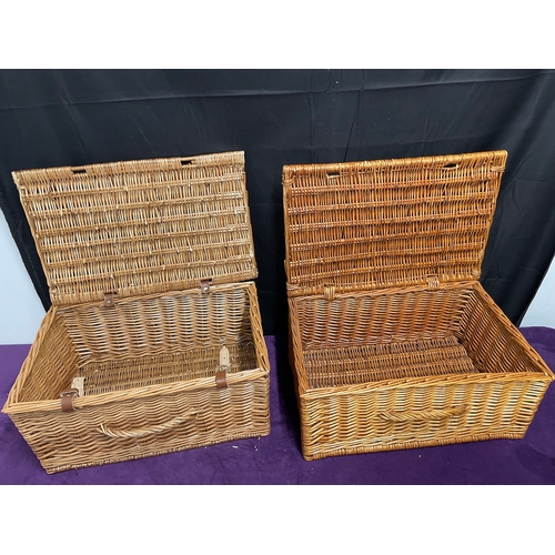 129 - Two Fortnum & Masons Whicker Baskets 51cm x 24cm x 34cm