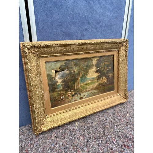 335 - Antique landscape painting on canvas.