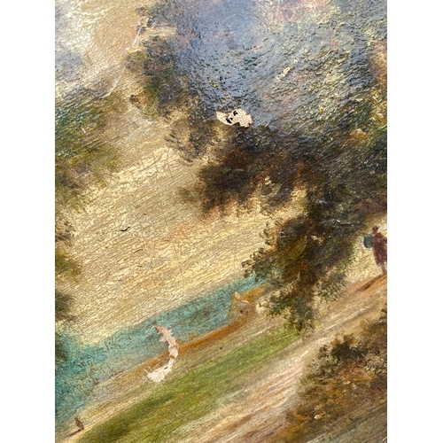 335 - Antique landscape painting on canvas.