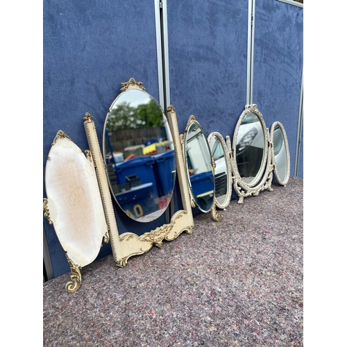 336 - Two ornate dressing table mirrors in white