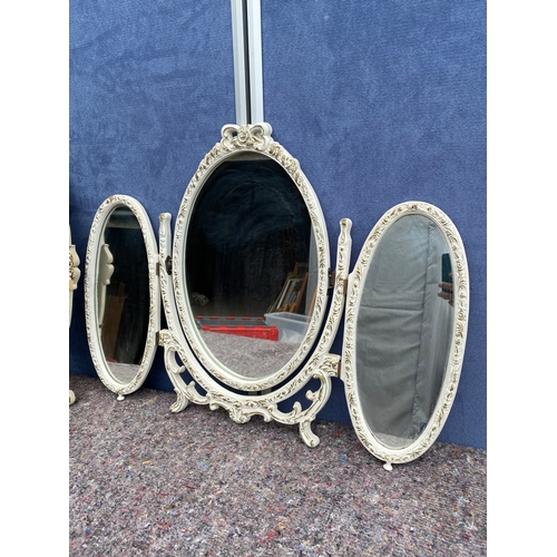 336 - Two ornate dressing table mirrors in white