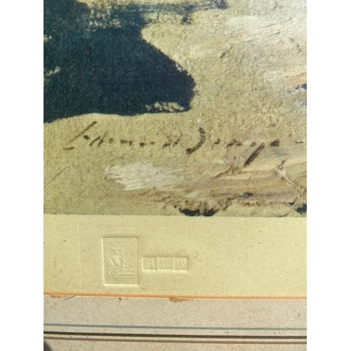 345 - Signed print of Mediterranean harbour published in 1960 by Frost and Reed Limited