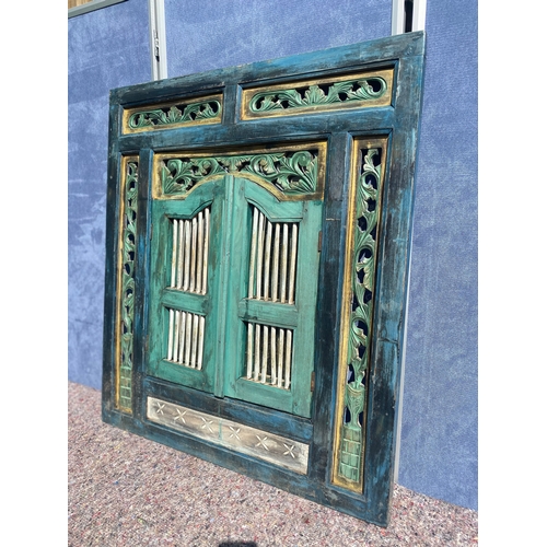 348 - Wooden Balinese style window mirror