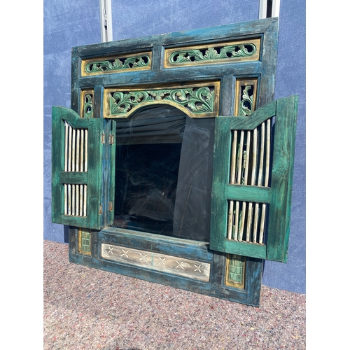 348 - Wooden Balinese style window mirror