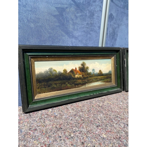 372 - Two vintage framed oil paintings of country landscape