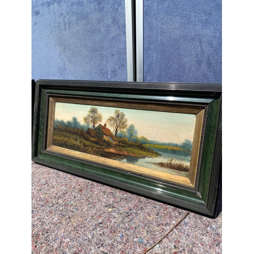 372 - Two vintage framed oil paintings of country landscape