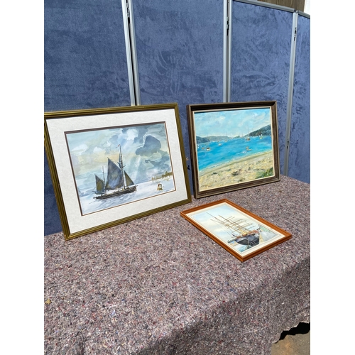 376 - A selection of framed maritime inspired artworks 

Dimensions of largest in images for reference