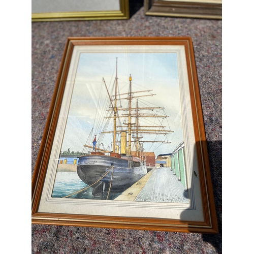 376 - A selection of framed maritime inspired artworks 

Dimensions of largest in images for reference