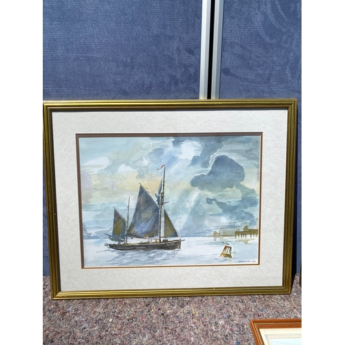 376 - A selection of framed maritime inspired artworks 

Dimensions of largest in images for reference