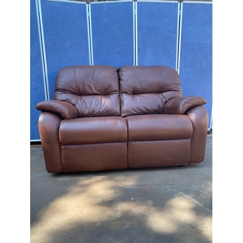 408 - G-plan two seater brown leather sofa