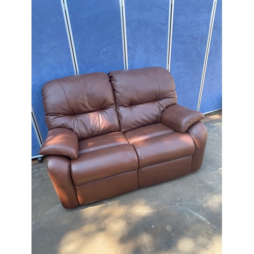 408 - G-plan two seater brown leather sofa