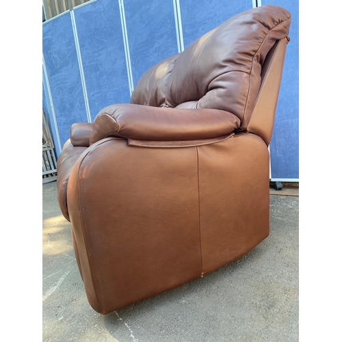 408 - G-plan two seater brown leather sofa