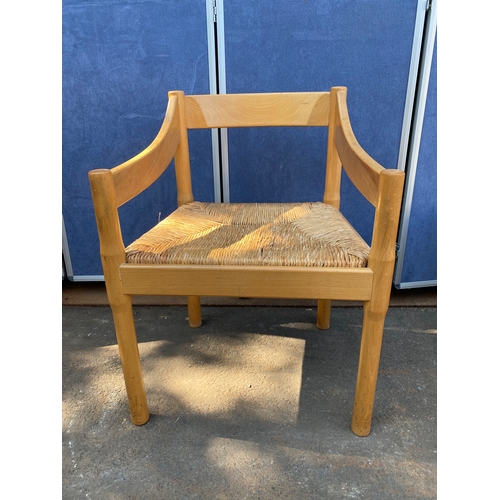 410 - Pine 'Carimate' carver style chair with small pine coffee table