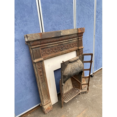 413 - Vintage cast iron fireplace set up.

Dimensions of Fire surround in images for reference.