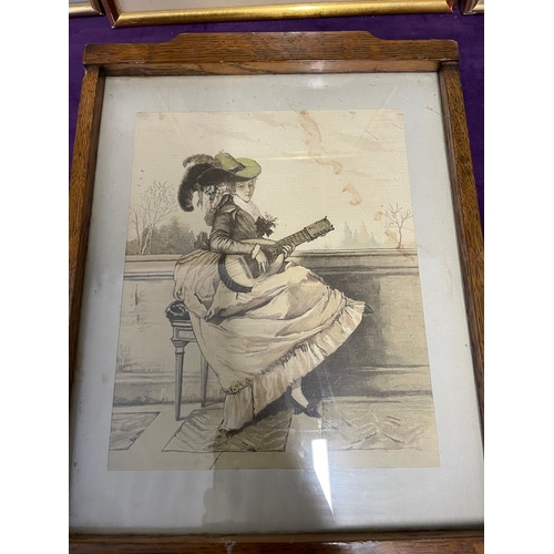 427 - Lot of Four Framed Etchings of Woman in period attire