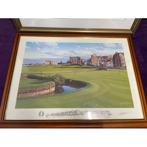 437 - Hand Signed Limited Edition framed prints by James D Preston 296/500 + Graeme W Baxter The Open St A... 