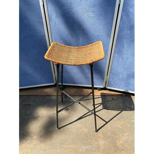 447 - Mid century Metal and Cane bar stool 

Dimensions - 14