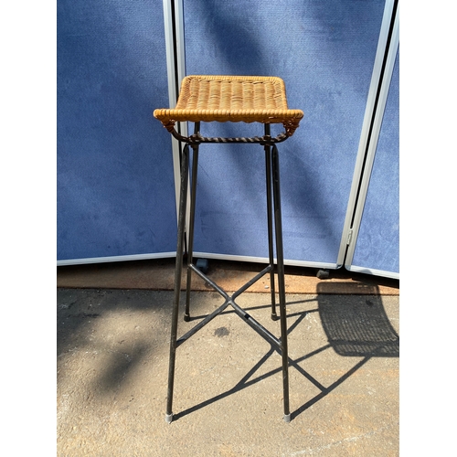 447 - Mid century Metal and Cane bar stool 

Dimensions - 14