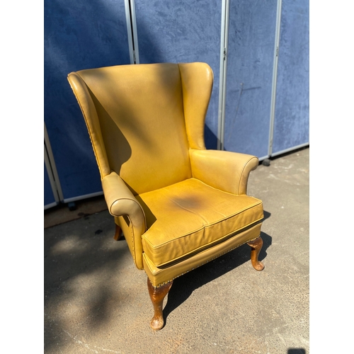 449 - Mid century retro Parker Knoll wingback armchair in mustard yellow