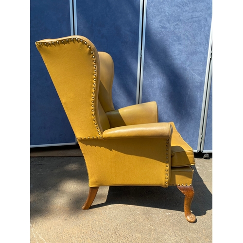 449 - Mid century retro Parker Knoll wingback armchair in mustard yellow