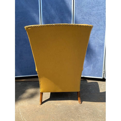 449 - Mid century retro Parker Knoll wingback armchair in mustard yellow