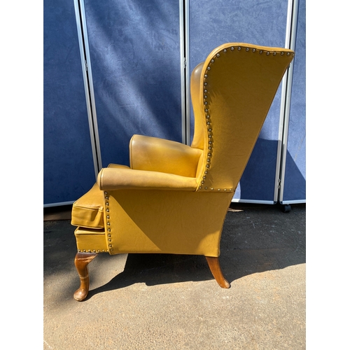 449 - Mid century retro Parker Knoll wingback armchair in mustard yellow