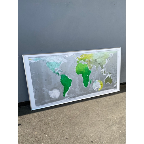 457 - Large Map of the world wall map in Emerald, Lime and metallic Khaki.