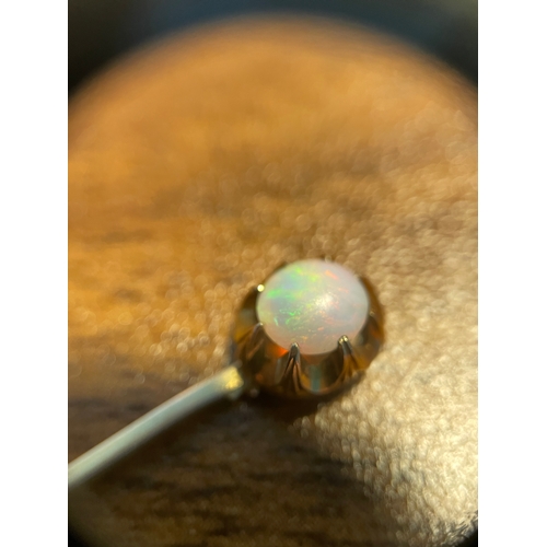 107 - Vintage yellow gold hair pin - unmarked testing as 9ct with a brilliant Opal approx 2ct - 1.7g