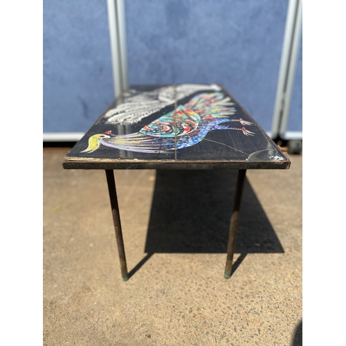 467 - Mid Century Peacock Ceramic Tiled Coffee Table 

Dimensions - 24.5