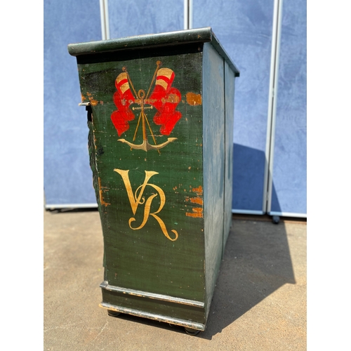 469 - 19th Century Hand painted HMS Hardy Royal Navy Four Drawer Chest - Bronze Plaque inscribed CJ BROWN ... 