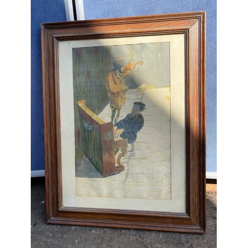 319 - Signed nude print sketch of a woman by Edgar Degas and a print of La Danseuse