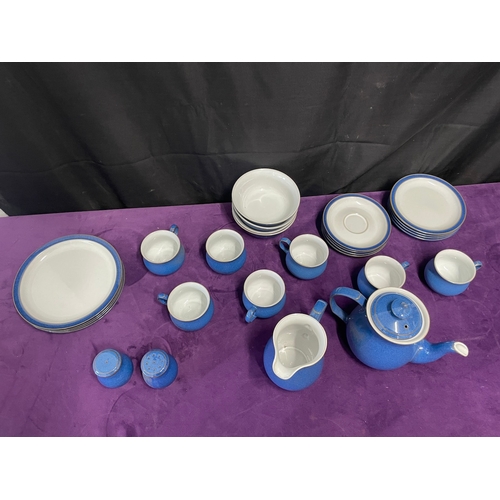 169 - Vintage 27 Piece Blue Denby Stoneware Tea / Breakfast Service