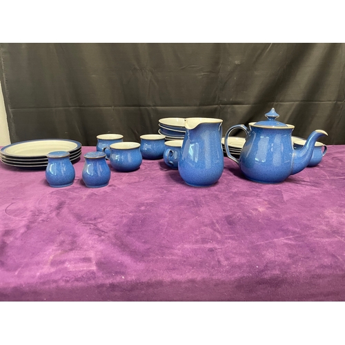 169 - Vintage 27 Piece Blue Denby Stoneware Tea / Breakfast Service