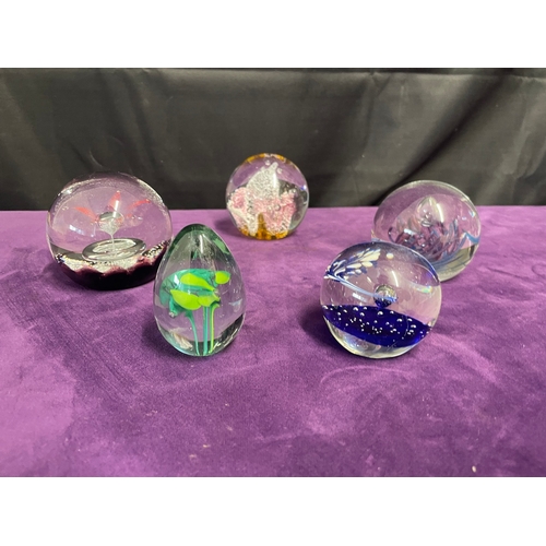 173 - Lot of Five Glass Paperweights including Caithness