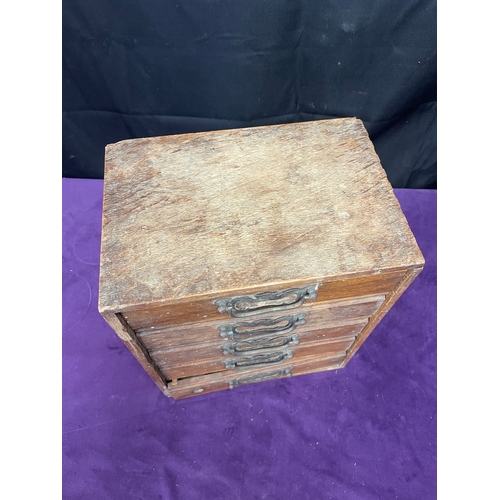 188 - Vintage miniature 5 drawer jewellery box / apprentice piece - 32cm x 26cm x 18cm