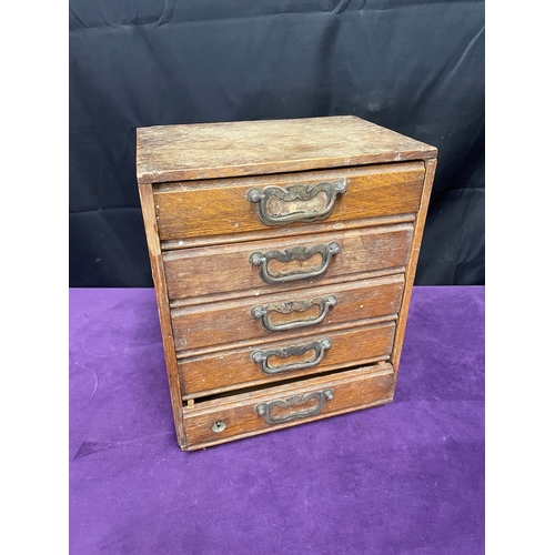 188 - Vintage miniature 5 drawer jewellery box / apprentice piece - 32cm x 26cm x 18cm